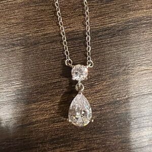 Elegant Sterling Silver Teardrop CZ Necklace